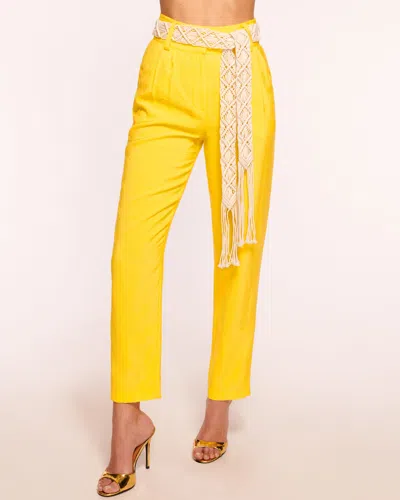 Ramy Brook Marion Belted Cropped Pant In Bright Lemon