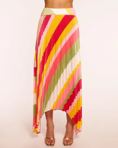 Ramy Brook Beatrice Pleated Maxi Skirt In Summer Stripe