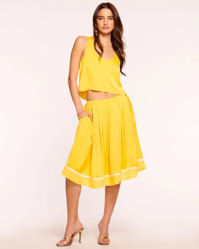 Ramy Brook Alta Pleated Skirt In Bright Lemon