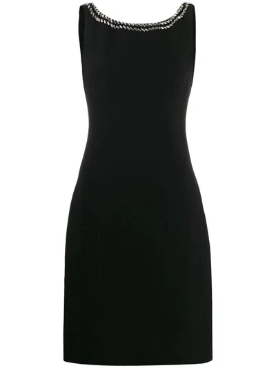 Prada Embellished-neck Dress In Black