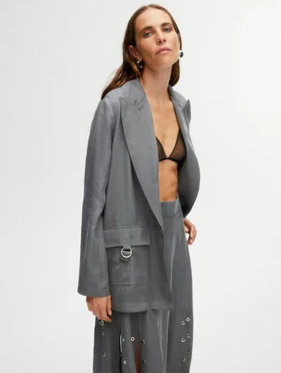 Nocturne Double-breasted Jacket With Pockets In Grey