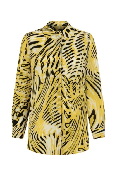 Nocturne Draped Printed Shirt In Yellow