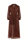Nocturne Balloon Sleeves Dress In Brown