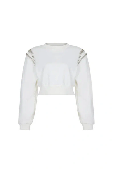 Nocturne Crop Sweatshirt In White