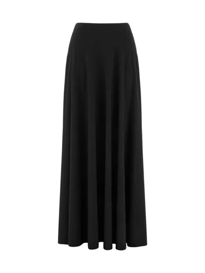 Nocturne Women's Flounced Long Skirt-black