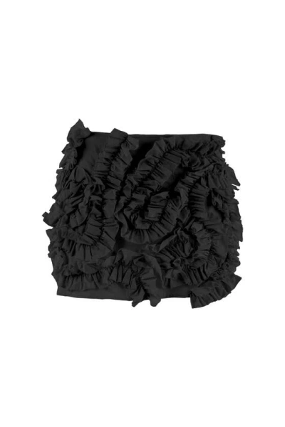 Nocturne Women's Black Ruffle Designed Skirt