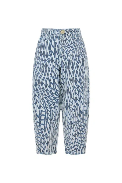 Nocturne Women's Printed Mom Jeans In Blue