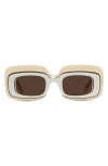 Loewe X Paula's Ibiza 47mm Rectangular Sunglasses In Ivory / Brown