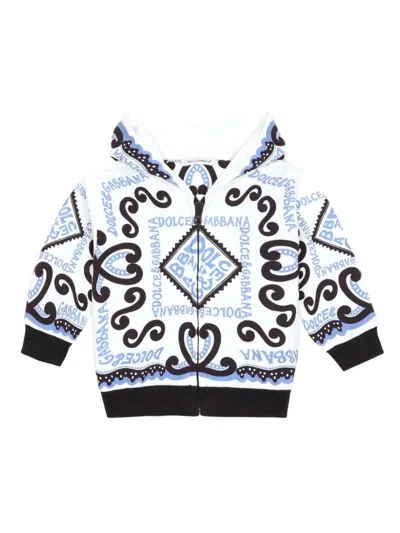 Dolce & Gabbana Babies' Marina-print Cotton Hoodie In Blue