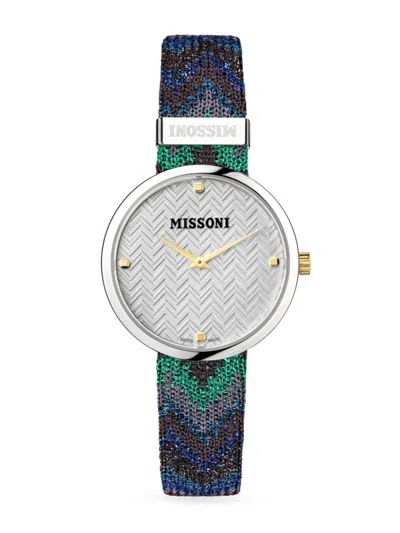 Missoni Women's M1 34mm Stainless Steel & Fabric Strap Watch In Sapphire