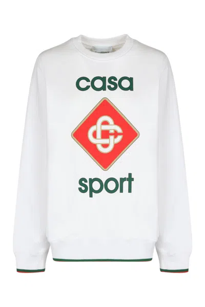 Casablanca Logo Detail Cotton Sweatshirt In White