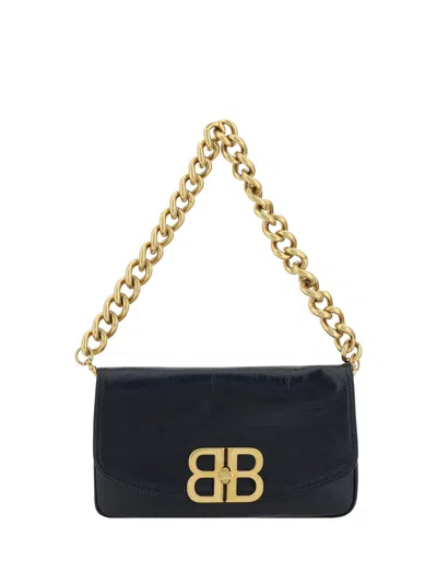 Balenciaga Black Bb Soft Flap Nappa Leather Shoulder Bag