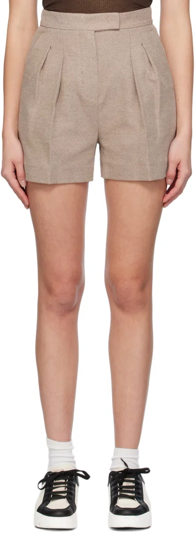 Max Mara Jessica Pleated Cotton Jersey Shorts In Beige