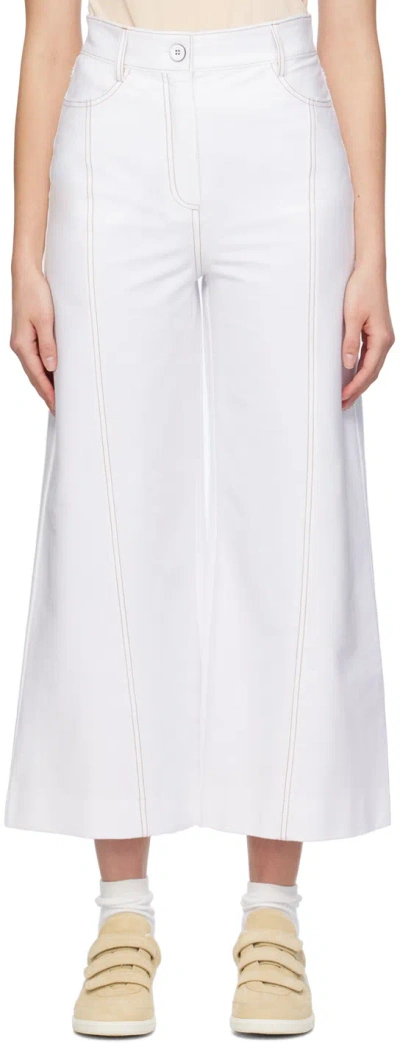 Max Mara Foster Wide Leg Jersey Trousers In White