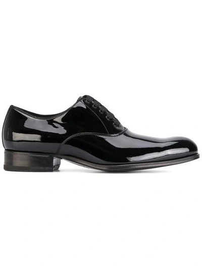 Tom Ford Elkan Whole-cut Glossed-leather Oxford Shoes In Black