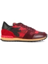 Valentino Rockrunner Camouflage-print Trainers In Red