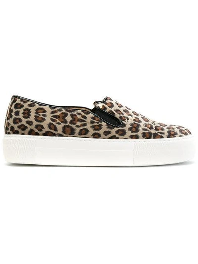 Charlotte Olympia Tan Leopard Cool Cats Slip-on Sneakers In Multicolor