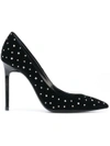 Saint Laurent Anja Crystal-embellished Point-toe Velvet Pumps In Black