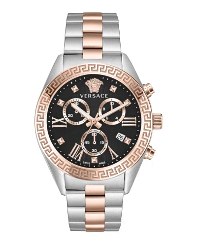 Versace Greca Chrono Bracelet Watch In Gold
