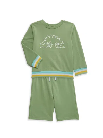 Little Me Baby Boys Dino 2 Piece Active Sets In Green