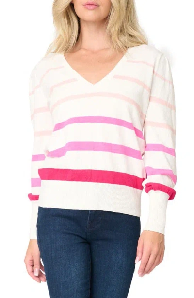 Gibsonlook Cupid Blouson Sleeve Sweater In Gradient Pink Stripe