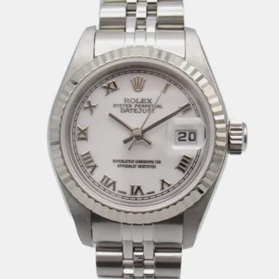 Pre-owned Rolex White 18k White Gold Datejust 79174 Automatic Women's Wristwatch 26 Mm