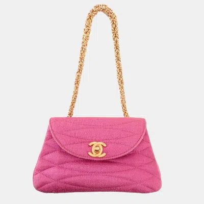 Pre-owned Chanel Pink 1992 Cc Quilted Canvas Shoulder Bag