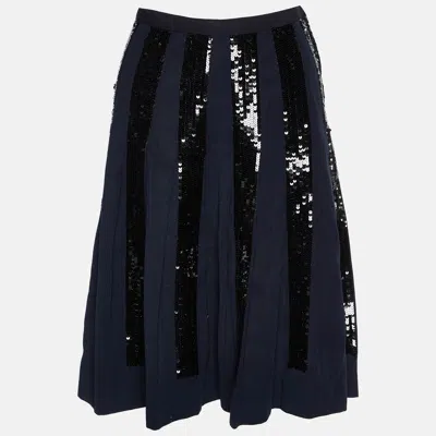 Pre-owned Dolce & Gabbana Navy Blue Cotton Sequined Skirt M