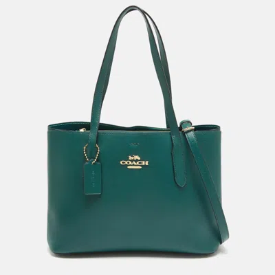 Pre-owned Coach Green Leather Avenue Tote