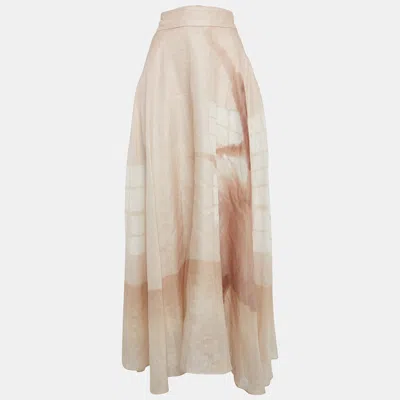 Pre-owned Zimmermann Pink Printed Linen-blend Maxi Skirt S