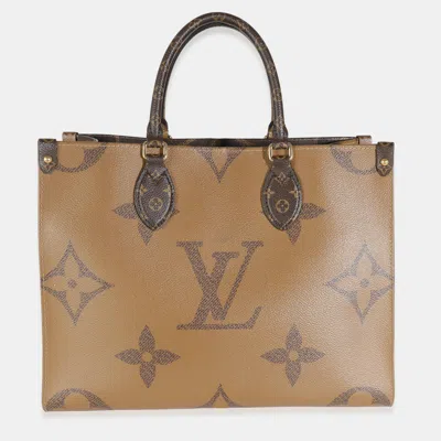 Pre-owned Louis Vuitton Brown Monogram Reverse Canvas Onthego Mm Tote Bag