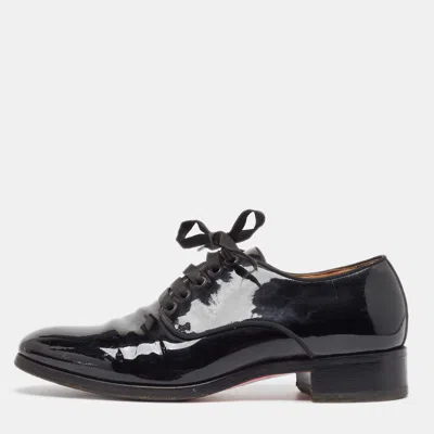 Pre-owned Christian Louboutin Black Patent Leather Lace Up Derby Size 41
