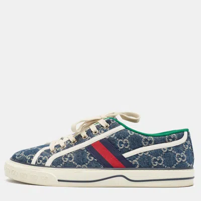 Pre-owned Gucci Blue Denim Tennis 1977 Sneakers Size 42
