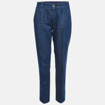 Pre-owned Stella Mccartney Blue Logo Printed Denim Jeans M Waist 27"