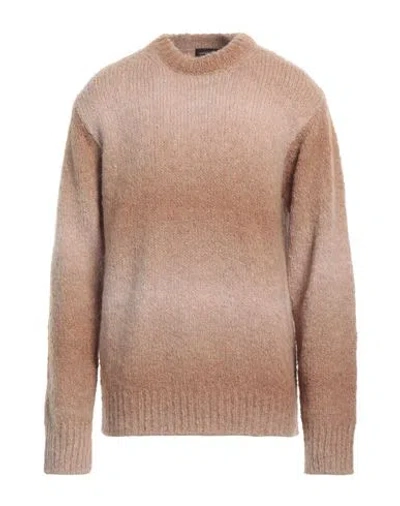 Roberto Collina Man Sweater Camel Size 46 Baby Alpaca Wool, Nylon In Beige