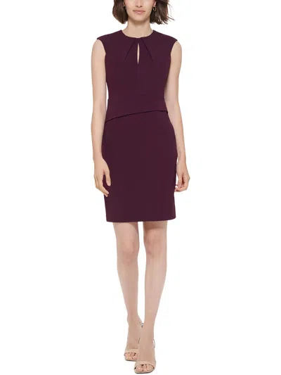 Calvin Klein Womens Keyhole Knee Length Sheath Dress In Purple