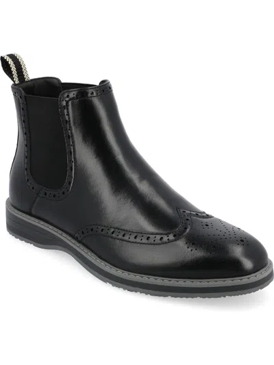 Vance Co. Men's Thorpe Tru Comfort Foam Wingtip Slip-on Chelsea Boots In Black