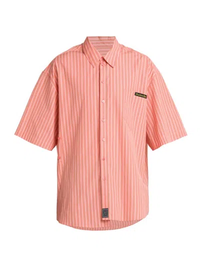 Martine Rose Striped Short-sleeved Shirt In Pink
