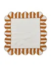 Misette Jardin 4-piece Embroidered Linen Scalloped Stripe Napkin Set In Amber