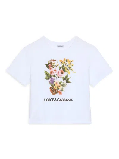 Dolce & Gabbana Kids' 印花棉质平纹针织t恤 In White