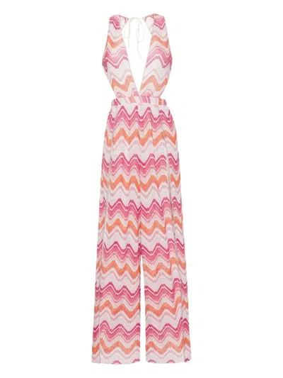 Missoni Zigzag-woven Jumpsuit Cover-up In Pink & Purple
