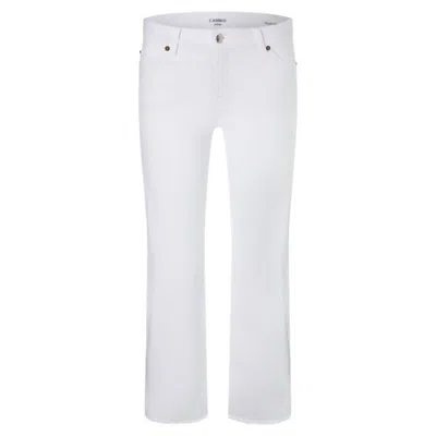 Cambio Fringe Crop Jeans In White