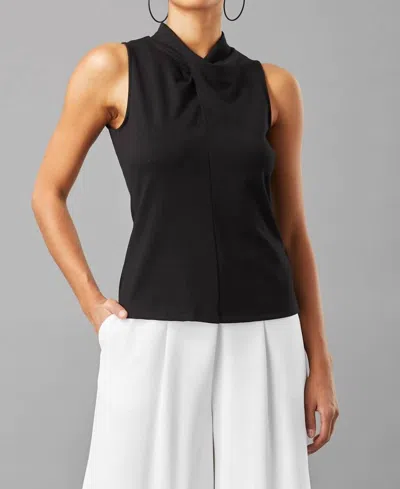 Lola And Sophie Twist Neck Top In Black