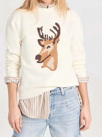 Kule The Raleigh O Deer Sweatshirt Cream Xs In White