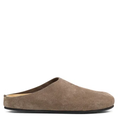 The Row Hugo Suede Slippers In Mid Brown