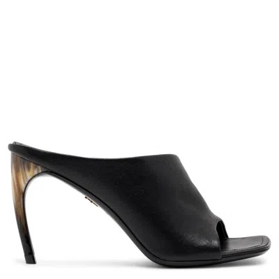 Ferragamo Nymphe Asymmetrical Leather Mule Sandals In Black