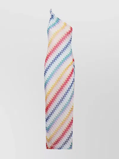 Missoni Mare One-shoulder Striped Metallic Crochet-knit Maxi Dress In Multicolor
