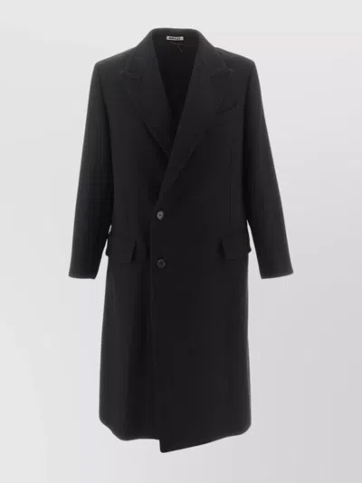 Auralee Carsey Chesterfield Coat Flap Pockets In Black  