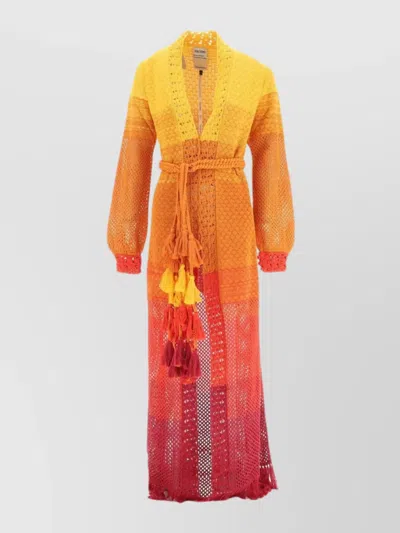 Escvdo Gradient-effect Open-knit Kimono In Orange