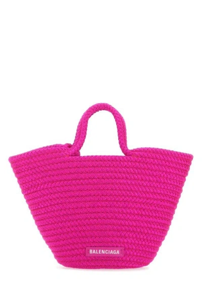 Balenciaga Woman Fuchsia Rope Small Ibiza Handbag In Pink